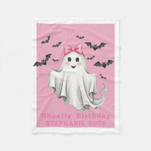 Couverture Polaire Fantôme rose amical avec chauves-souris volant cad