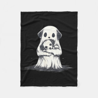 Couverture Polaire Fantôme tenant un chiot Costume drôle d'Halloween