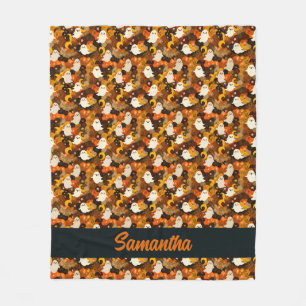 Couverture Polaire Fantômes d'automne et Halloween Feuille