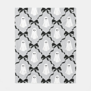 Couverture Polaire Fantômes mignons avec Coquette Black Bows Hallowee