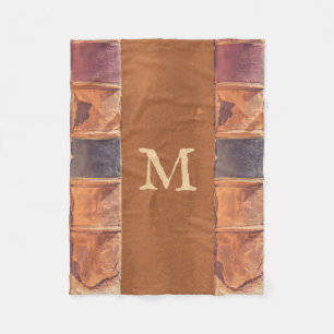 Couverture Polaire Faux Cuir Vintage Antique Livre Monogramme