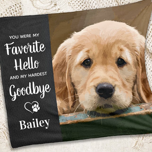 Couverture Polaire Favori Hello chien Sympathy Custom Pet Memorial (Créateur téléchargé)