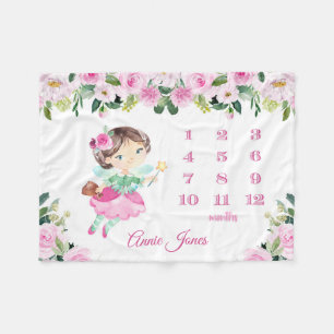Couverture Polaire Fée personnalisée Nom du bébé Jalon de la couv