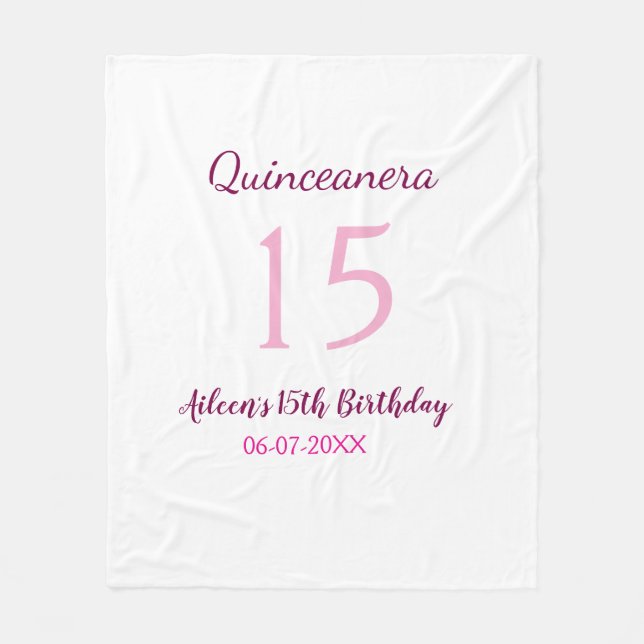 Couverture Polaire Fée rose 15e anniversaire simple moder quinceanera (Devant)