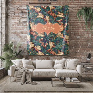 Couverture Polaire Felicity Vintage Peach Floral Art Nouveau