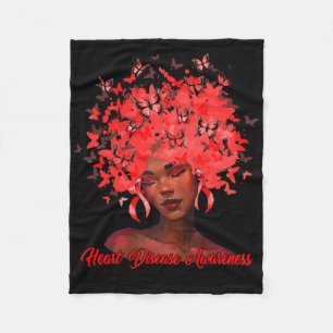 Couverture Polaire Femme Africaine Noire Papillon Afro Ruban Rouge Éc