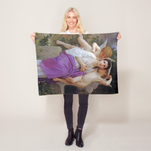 Couverture Polaire Femme avec Cupidon, Bouguereau