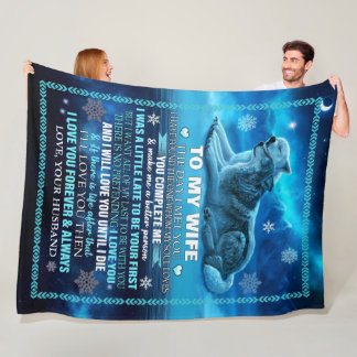 Couverture Polaire Femme Blanket Wolf, Personnalisé à ma Femme Fleece