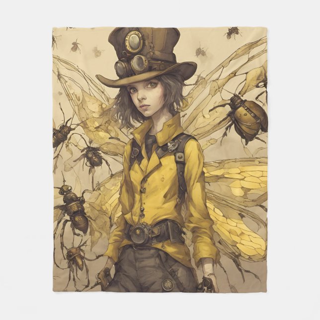 Couverture Polaire Femme d'insectes Steampunk (Devant)