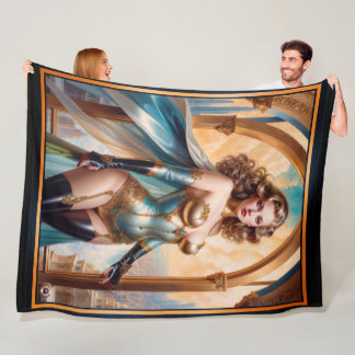 Couverture Polaire Femme en tenue opulente d'or et de turquoise par X