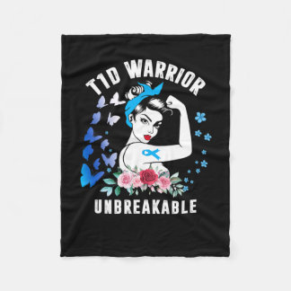 Couverture Polaire Femme guerrière T1d Ruban bleu de sensibilisation