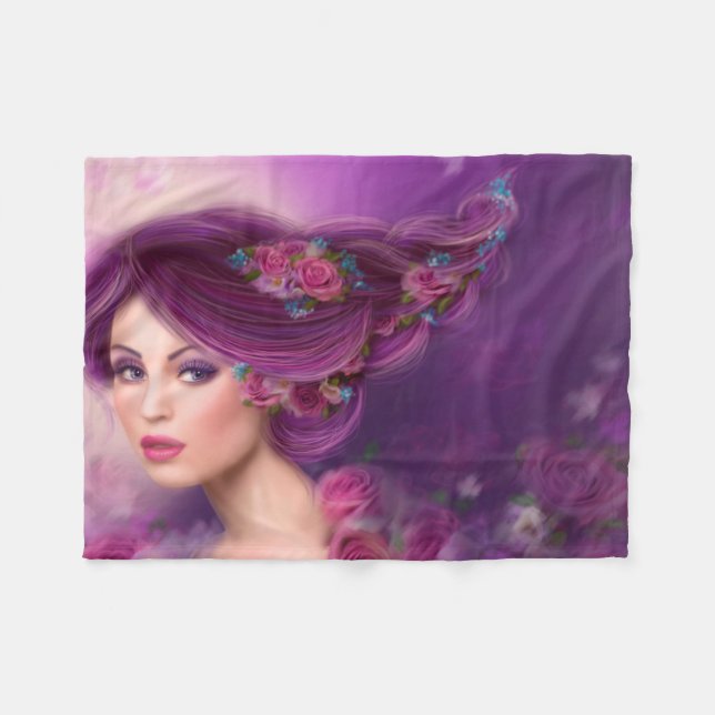 Couverture Polaire Femme Imaginaire aux fleurs violettes (Devant (Horizontal))