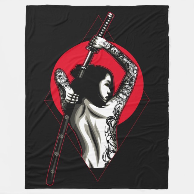 Couverture Polaire Femme japonaise Warrior (Devant)