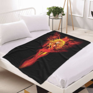 Couverture Polaire Femme Phénix Fantastique Rouge Feu Noir