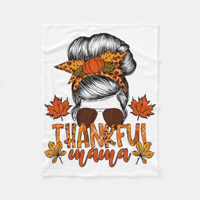 Couverture Polaire Femme Thanksgiving Messy Bun Cheveux Fall Mama (Devant)
