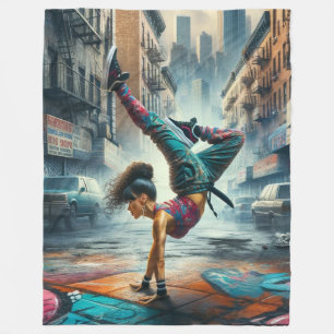 Couverture Polaire Femmes en action de Breakdancer Silhouette de New
