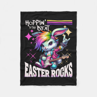Couverture Polaire Femme's mignonne Punk Rocking Bunny Hopping Rabbit