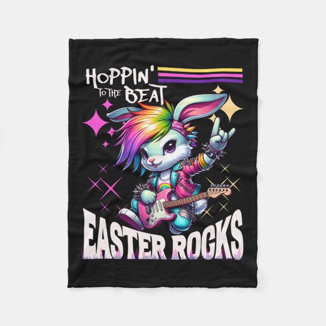 Couverture Polaire Femme's mignonne Punk Rocking Bunny Hopping Rabbit (Devant)