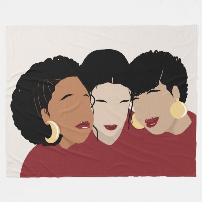 Couverture Polaire Femmes noires, soeurs amies (Devant (Horizontal))