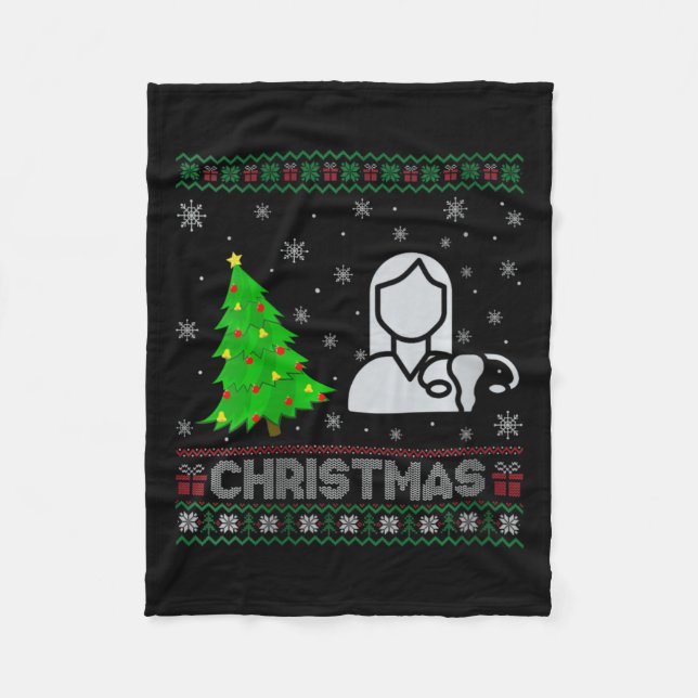 Couverture Polaire FEMMES Ob Infirmière Xmas Arbre Éclairage Noël lai (Devant)
