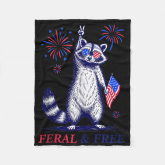 Couverture Polaire Feral & ; Free Funky Patriotic Racoon Feral Et