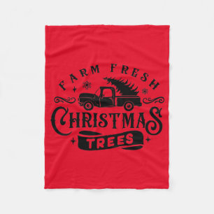 Couverture Polaire Ferme Arbres de Noël frais avec Camion Vintage