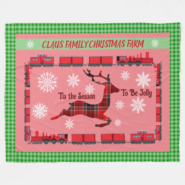 Couverture Polaire Ferme de Noël familiale personnalisée (Devant (Horizontal))