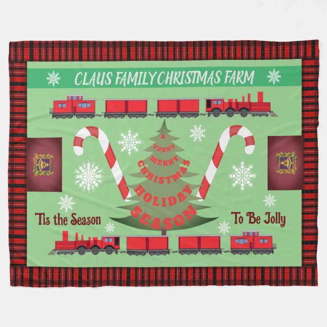 Couverture Polaire Ferme de Noël familiale personnalisée 2.0 (Devant (Horizontal))