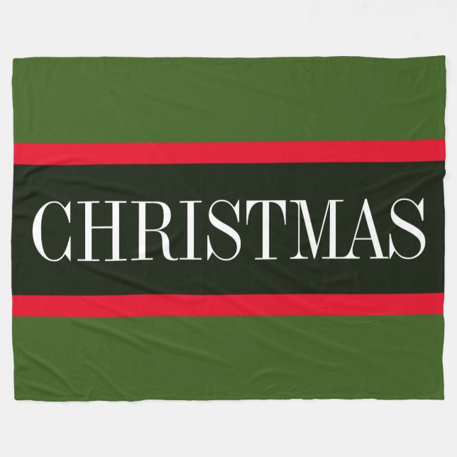 Couverture Polaire Festif Forêt-Rouge verte NOËL Stripes (Devant (Horizontal))