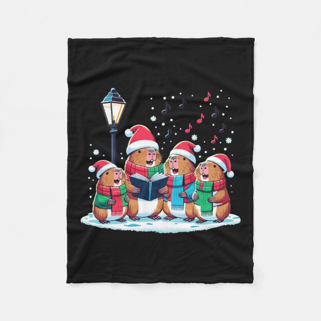Couverture Polaire Festif hiver Capybara Noël (Devant)