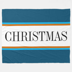 Couverture Polaire Festif Turquoise Bleu Brown NOËL Stripes