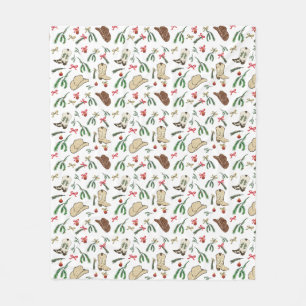 Couverture Polaire Festif vacances Cowboy Rodeo Motif Blanc