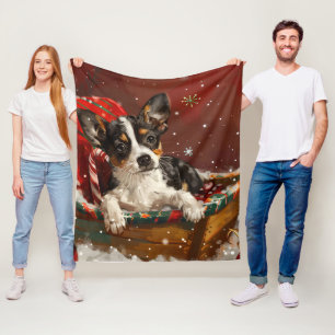 Couverture Polaire Festive de Noël de chien de Rat Terrier