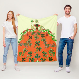 COUVERTURE POLAIRE FÊTE DE LA SAINT-PATRICK LADY ORANGE ET TRÈFLES