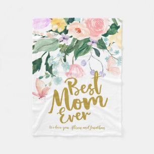 Couverture Polaire Fête des Mères Florale Personnalisée Meilleure Mam