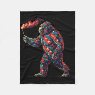 Couverture Polaire Feu d'artifice 4 juillet Hommes Sasquatch Amérique