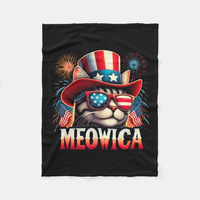 Couverture Polaire Feu d'artifice Chat Funny Patriotique Kitty Chat M (Devant)