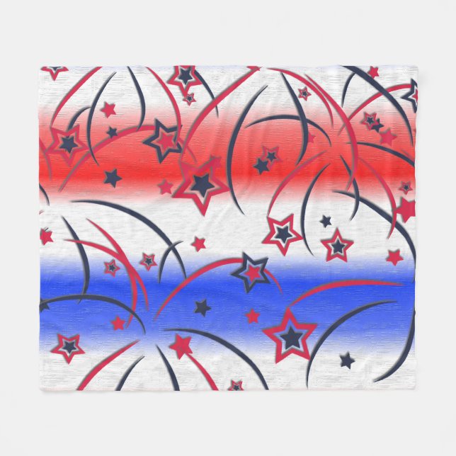 Couverture Polaire Feu d'artifice en bleu blanc rouge (Devant (Horizontal))