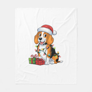 Couverture Polaire Feu de Noël Feu de Noël Beagle de chapeau de Noël