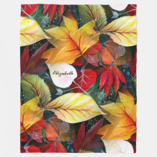 Couverture Polaire Feuillage d'automne éphémère dans l'aquarelle Vivi
