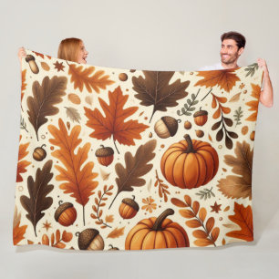 Couverture Polaire feuille/citrouille/cavernes Automne