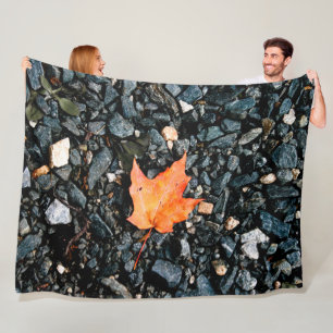 Couverture Polaire Feuille d'automne orange