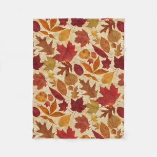 Couverture Polaire Feuille d'automne sur le beige
