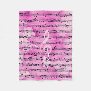 Couverture Polaire Feuille de musique classique de clef d'aquarelle