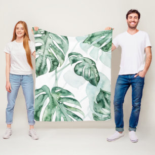 Couverture Polaire Feuille fendue de paume tropicale