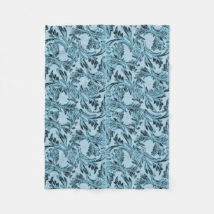 Couverture Polaire Feuilles bleus ombrés