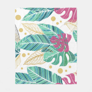 Couverture Polaire Feuilles botaniques tropicaux, conception vintage 