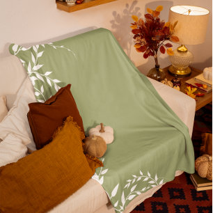 Couverture Polaire Feuilles botaniques verts de Sage