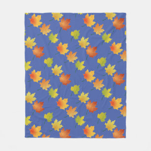 Couverture Polaire Feuilles d'automne Blanche en polaire