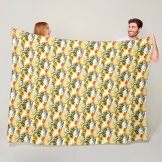 Couverture Polaire Feuilles d'automne Citrouille et Tournesol Confort